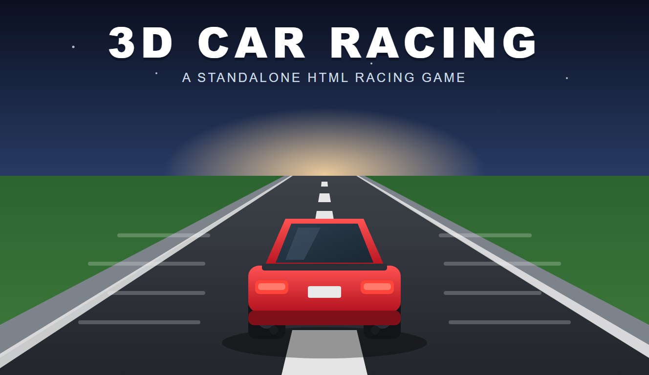 Cover of a 3D car racing game on a sunset road — the playable demo in this article